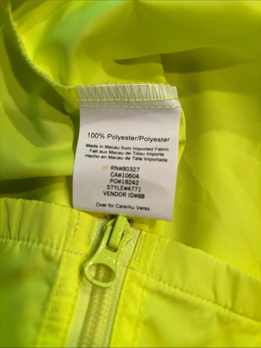 Pearl Izumi Women’s Zephrr Cycling Jacket in Neon Yellow in a Size Medium